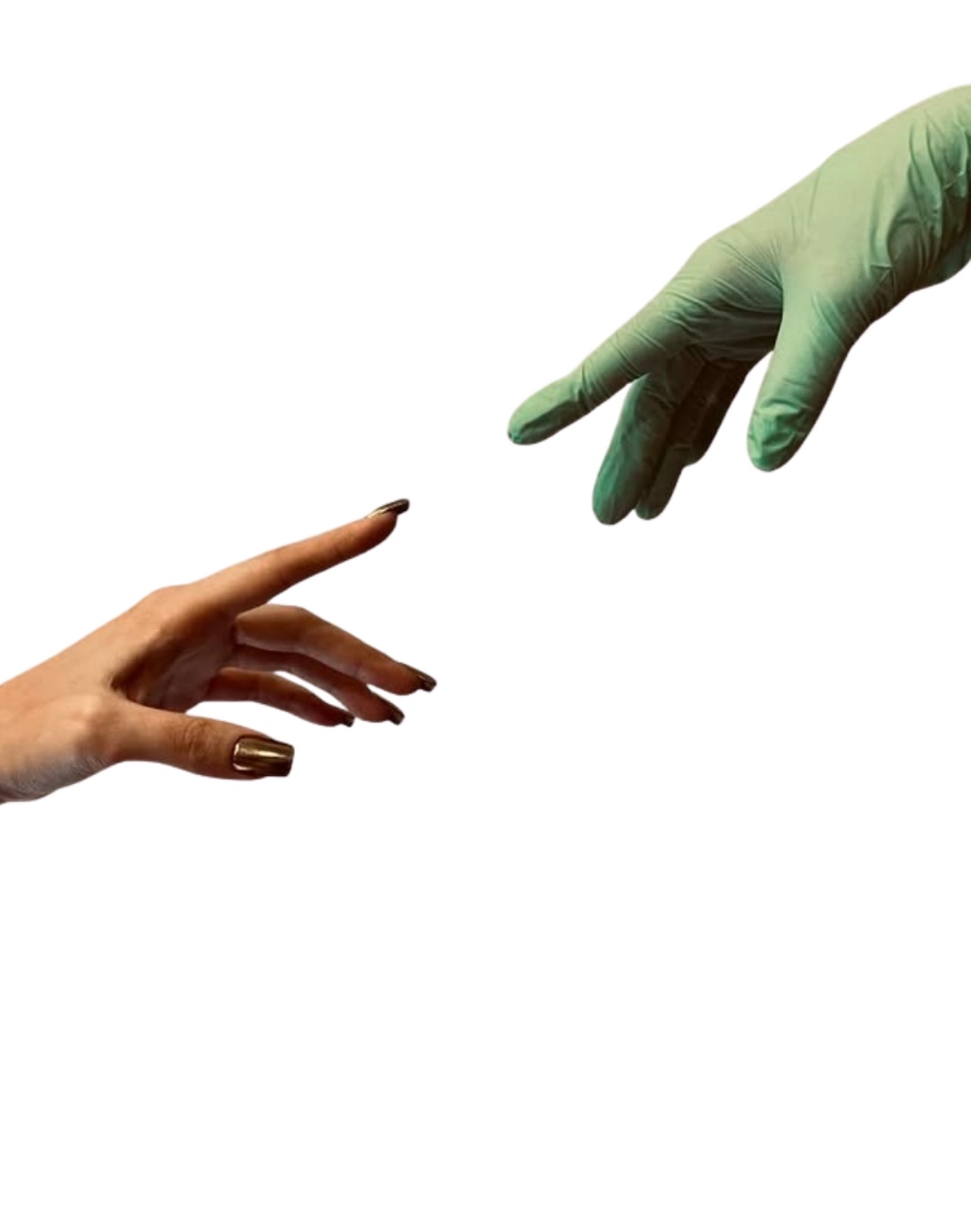 A gloved clinical hand, ready to deliver care